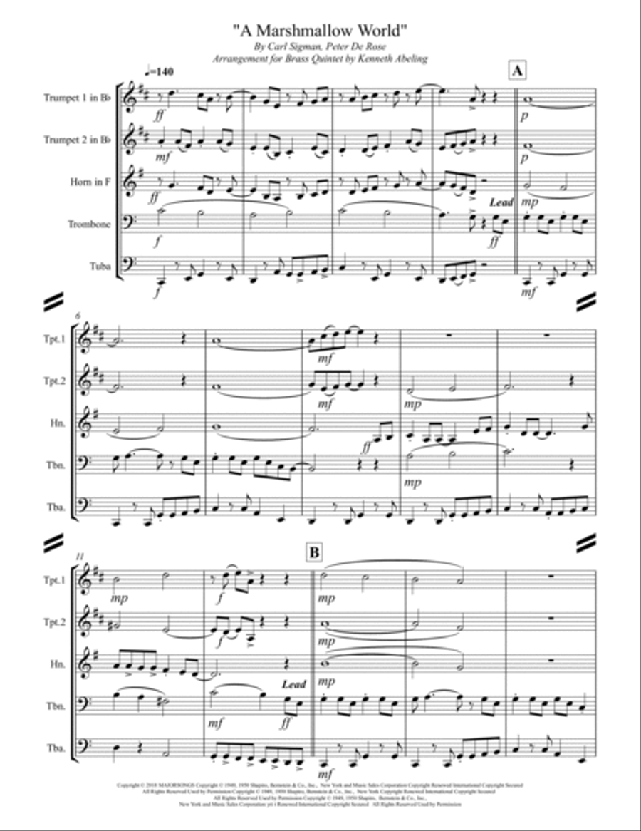 A Marshmallow World Brass Ensemble scores gallery preview page 2