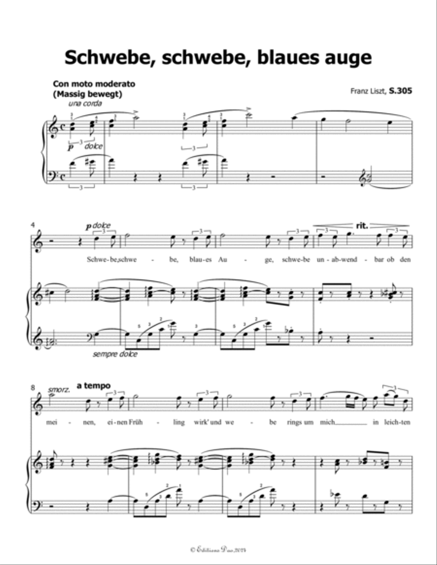 Schwebe, schwebe, blaues auge, by Liszt, S.305, in C Major Voice scores gallery preview page 3