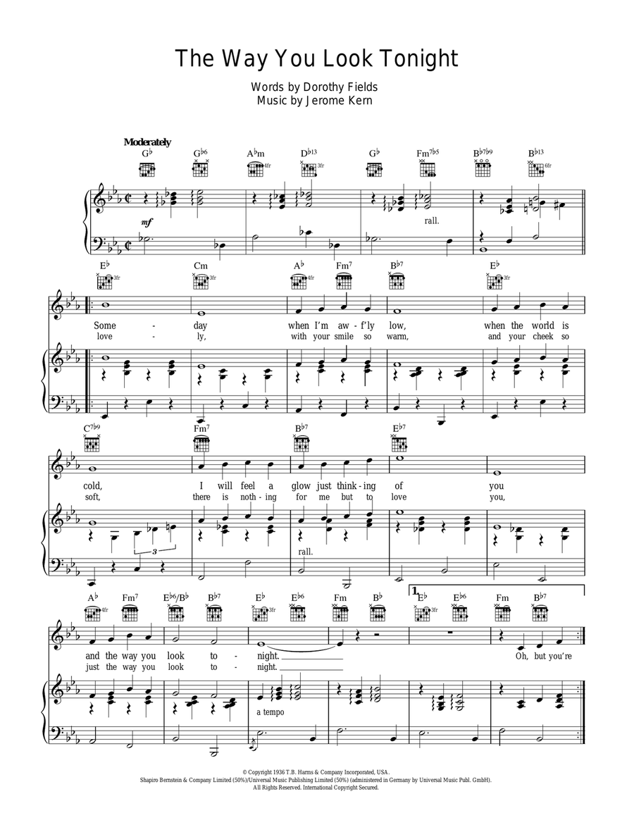 The Way You Look Tonight The Way You Look Tonight Guitar scores gallery preview page 1