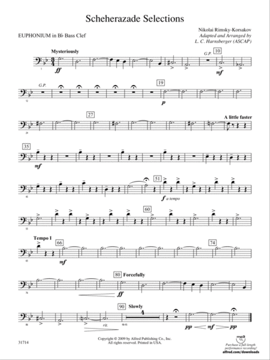 Scheherazade Selections: (World Part) B-flat Baritone B.C. Concert Band scores gallery preview page 1