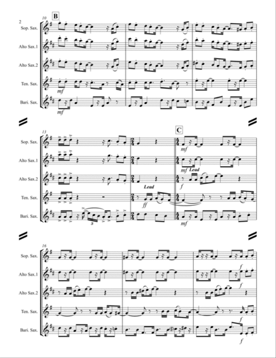 Tijuana Taxi Saxophone Quartet scores gallery preview page 3