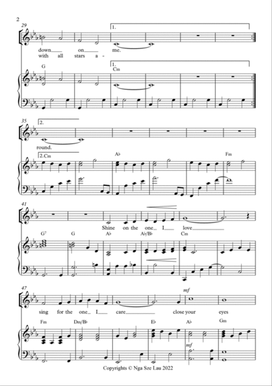 Moon My Wish - 2 Part Children's Choir 2-Part scores gallery preview page 3