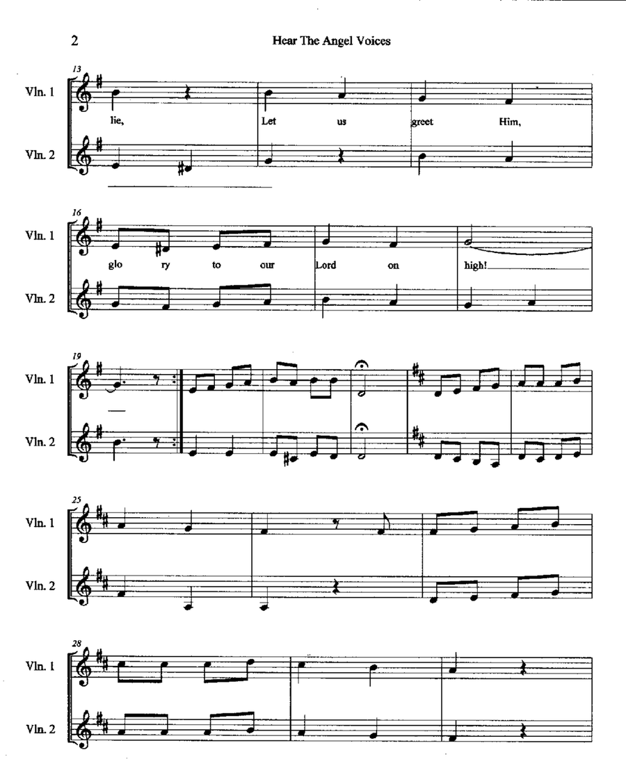 Hear the Angels Voices Hear the Angels Voices String Duet scores gallery preview page 2