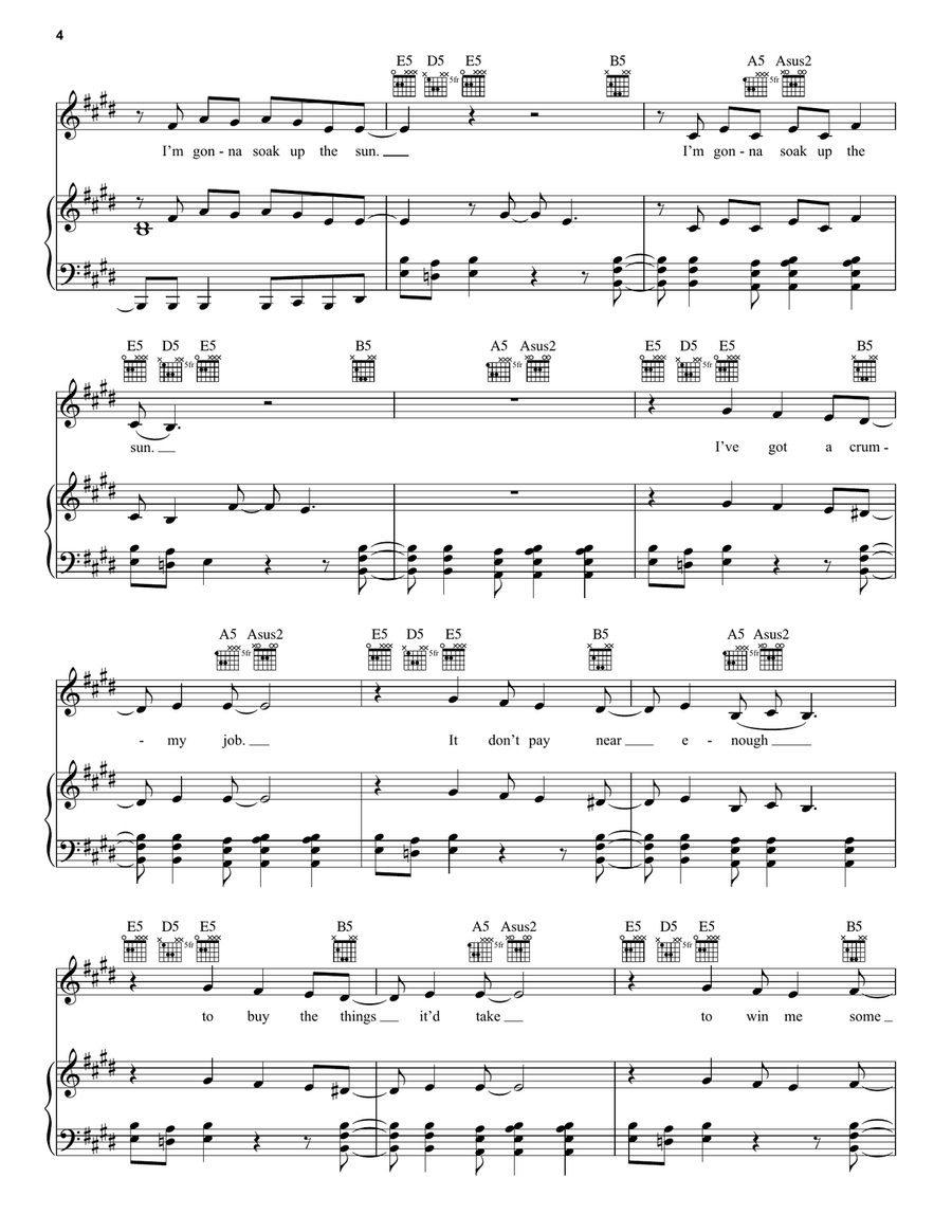 Soak Up The Sun Piano, Vocal, Guitar scores gallery preview page 4