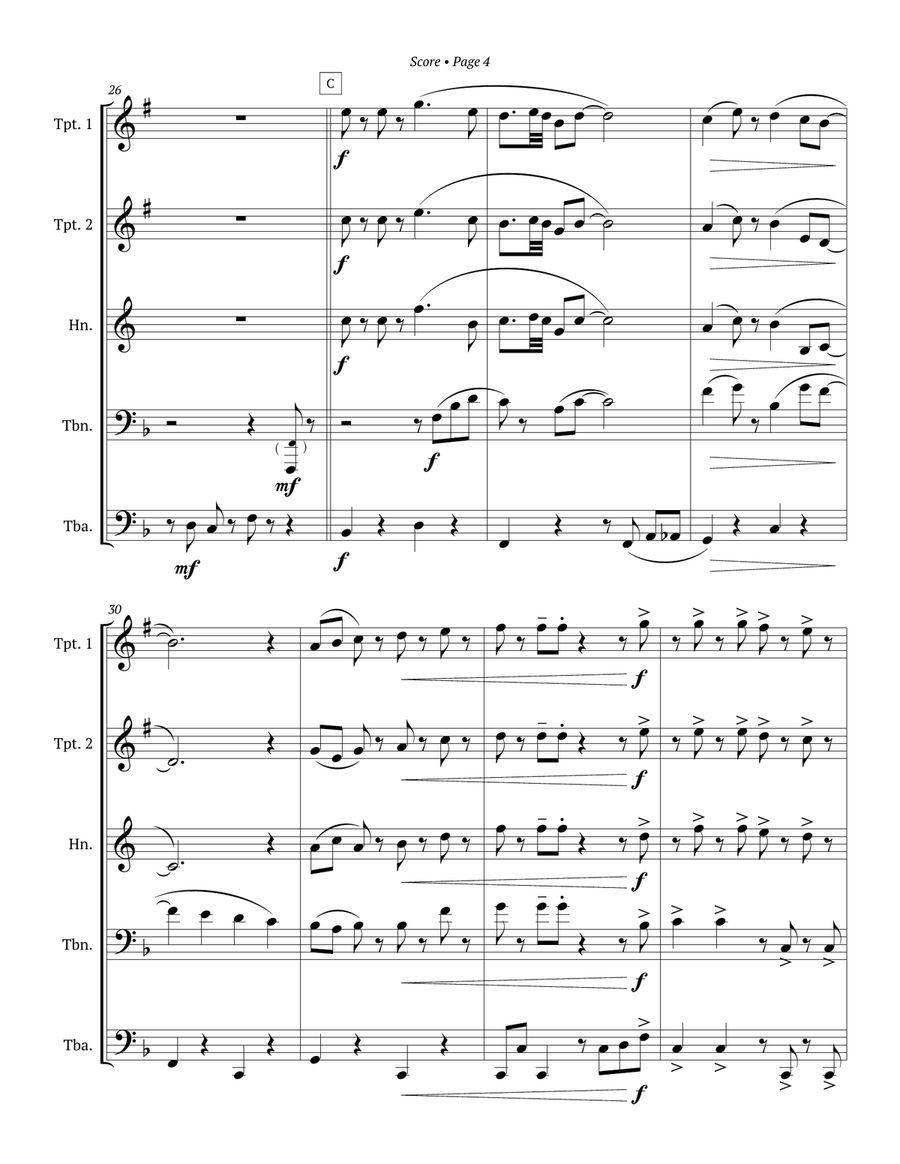 Rudolph The Red-nosed Reindeer Brass Quintet scores gallery preview page 5