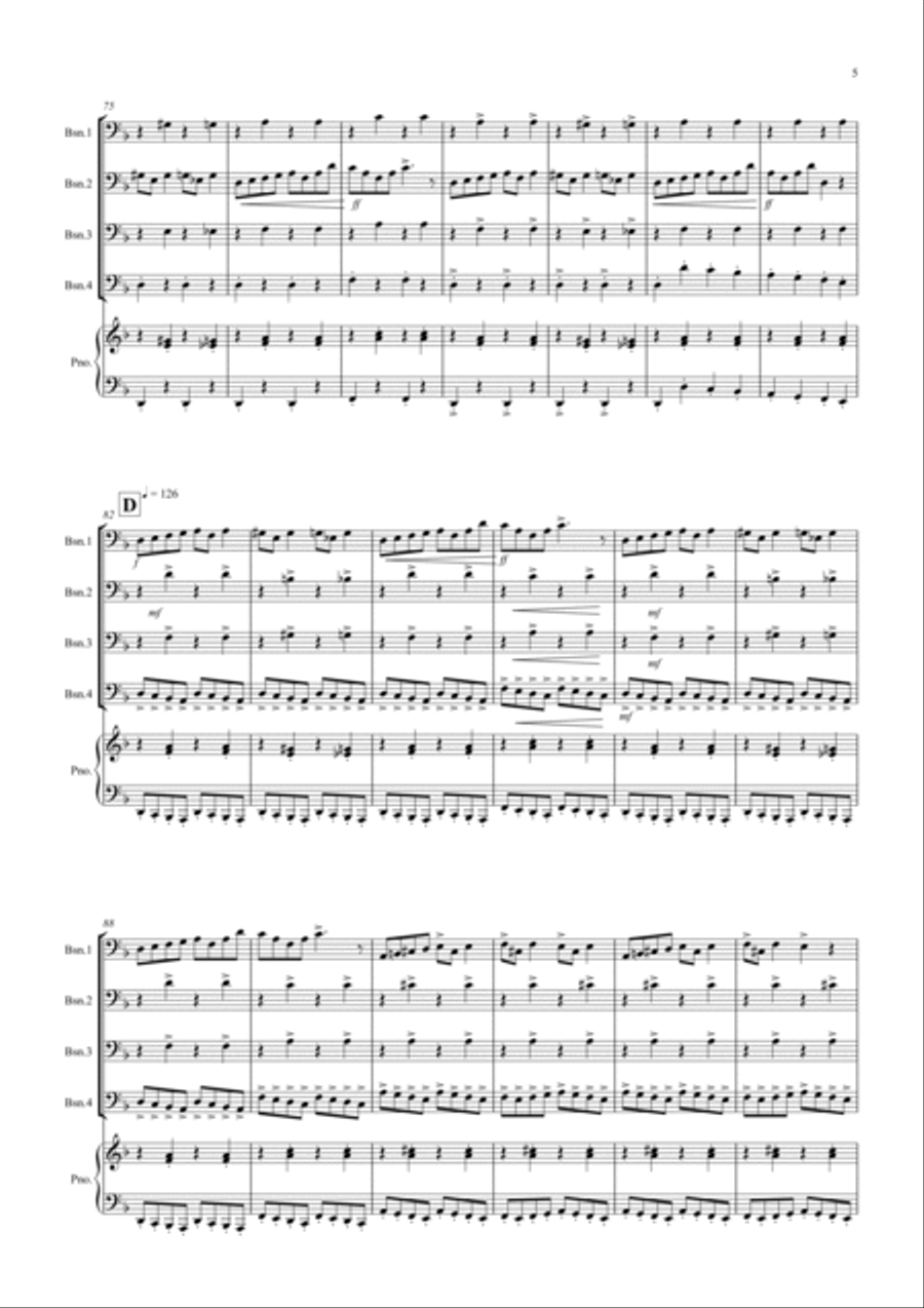 2 Classical Favourites for Bassoon Quartet (volume one) 2 Classical Favourites for Bassoon Quartet (volume one) Bassoon Quartet scores gallery preview page 5