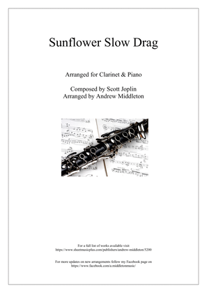 Book cover for Sunflower Slow Drag arranged for Clarinet and Piano