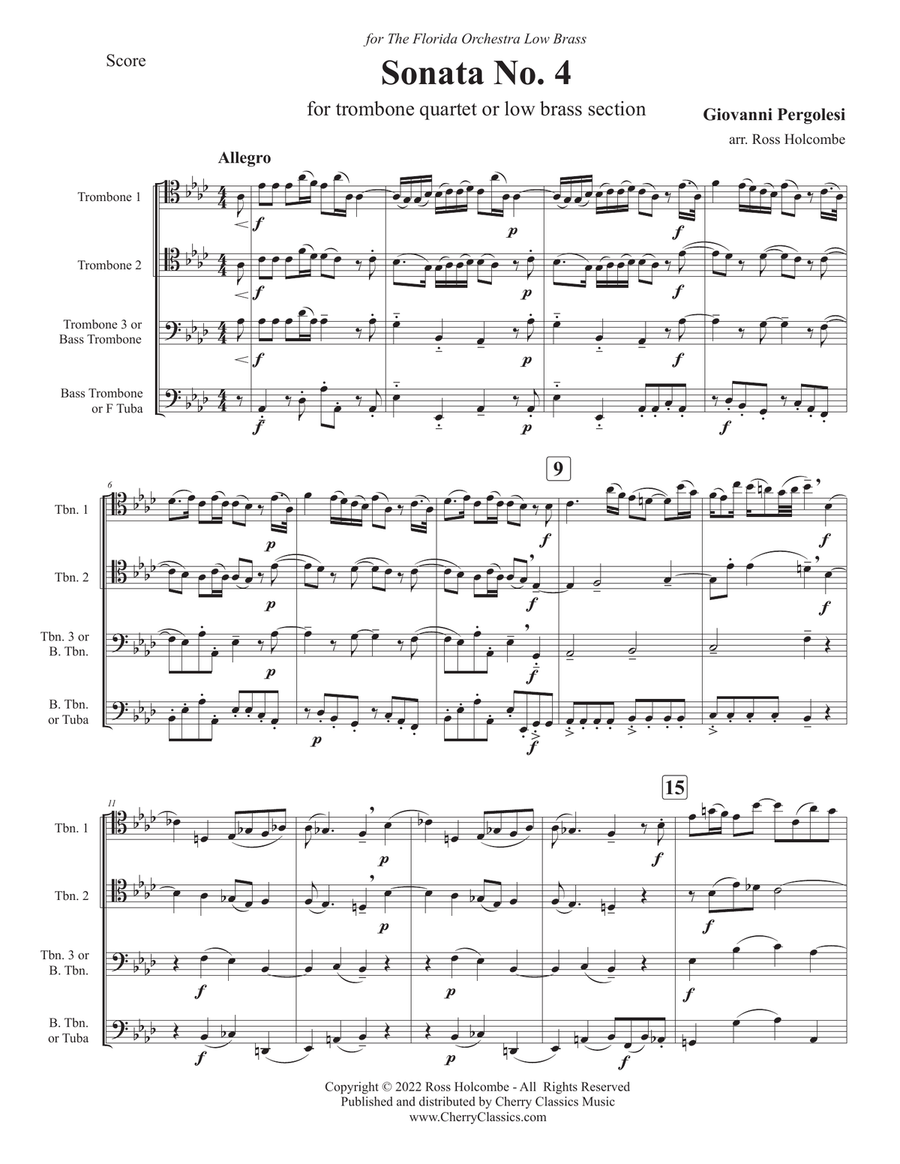 Sonata No. 4 for Trombone Quartet Trombone Quartet scores gallery preview page 1
