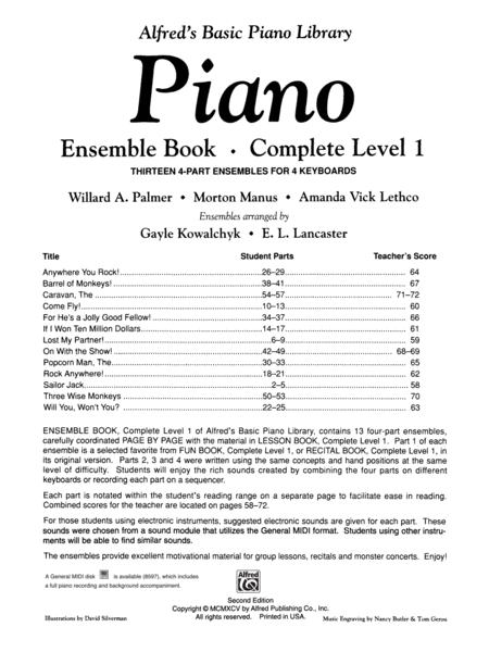 Alfred's Basic Piano Library Ensemble Book Complete