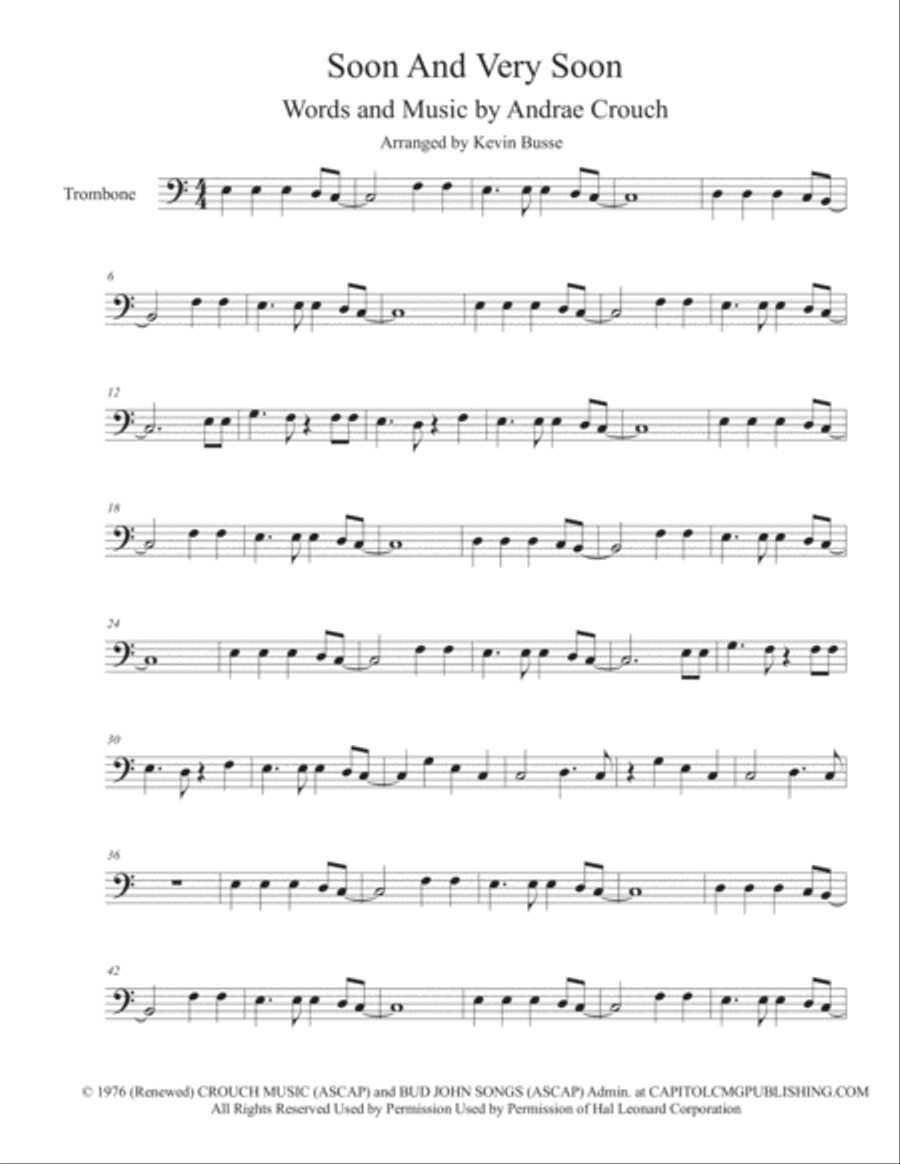 Soon And Very Soon Trombone Solo scores gallery preview page 1