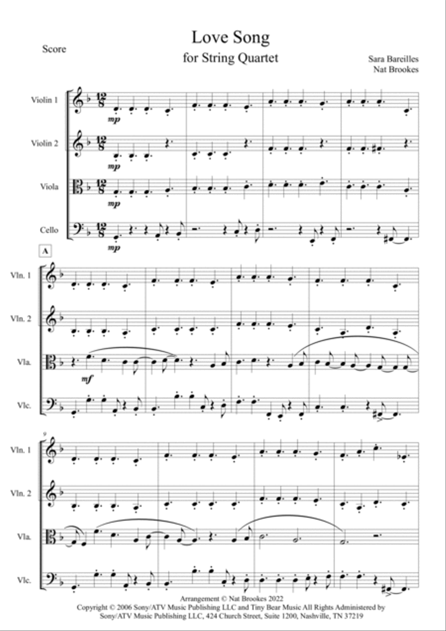Love Song String Quartet scores gallery preview page 2