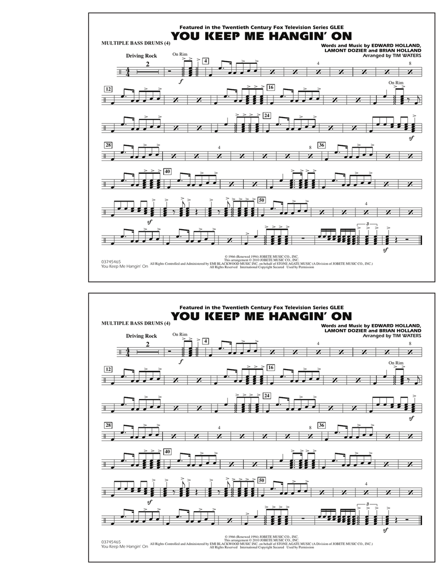 You Keep Me Hangin' On - Multiple Bass Drums Marching Band scores gallery preview page 1