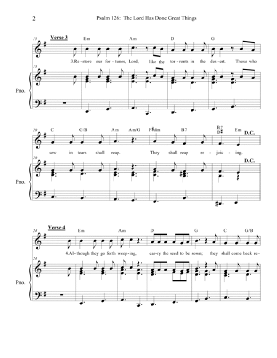 Psalm 126: The Lord Has Done Great Things (iii) - Piano/Vocal Voice scores gallery preview page 2