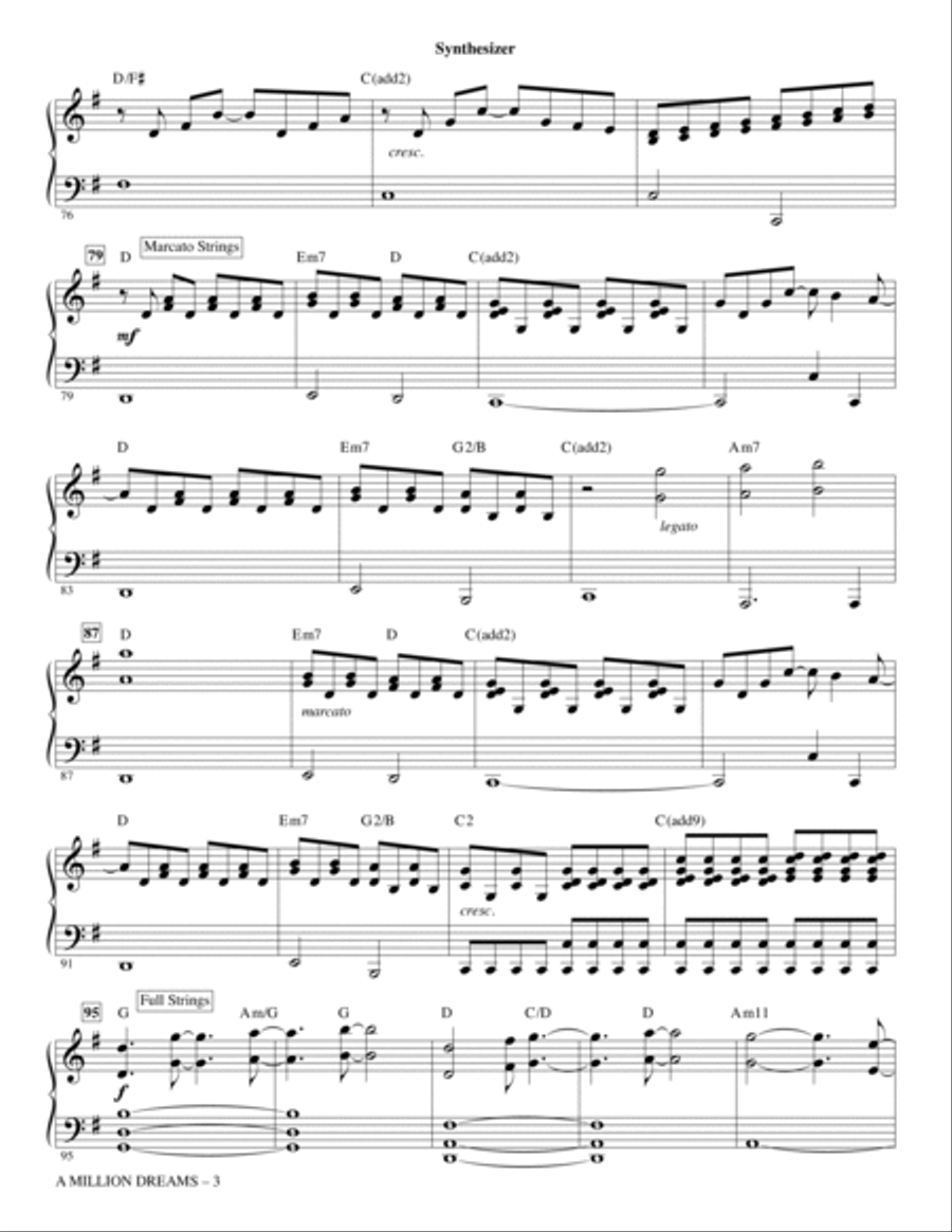 A Million Dreams (from The Greatest Showman) (arr. Mac Huff) - Synthesizer Choir scores gallery preview page 3