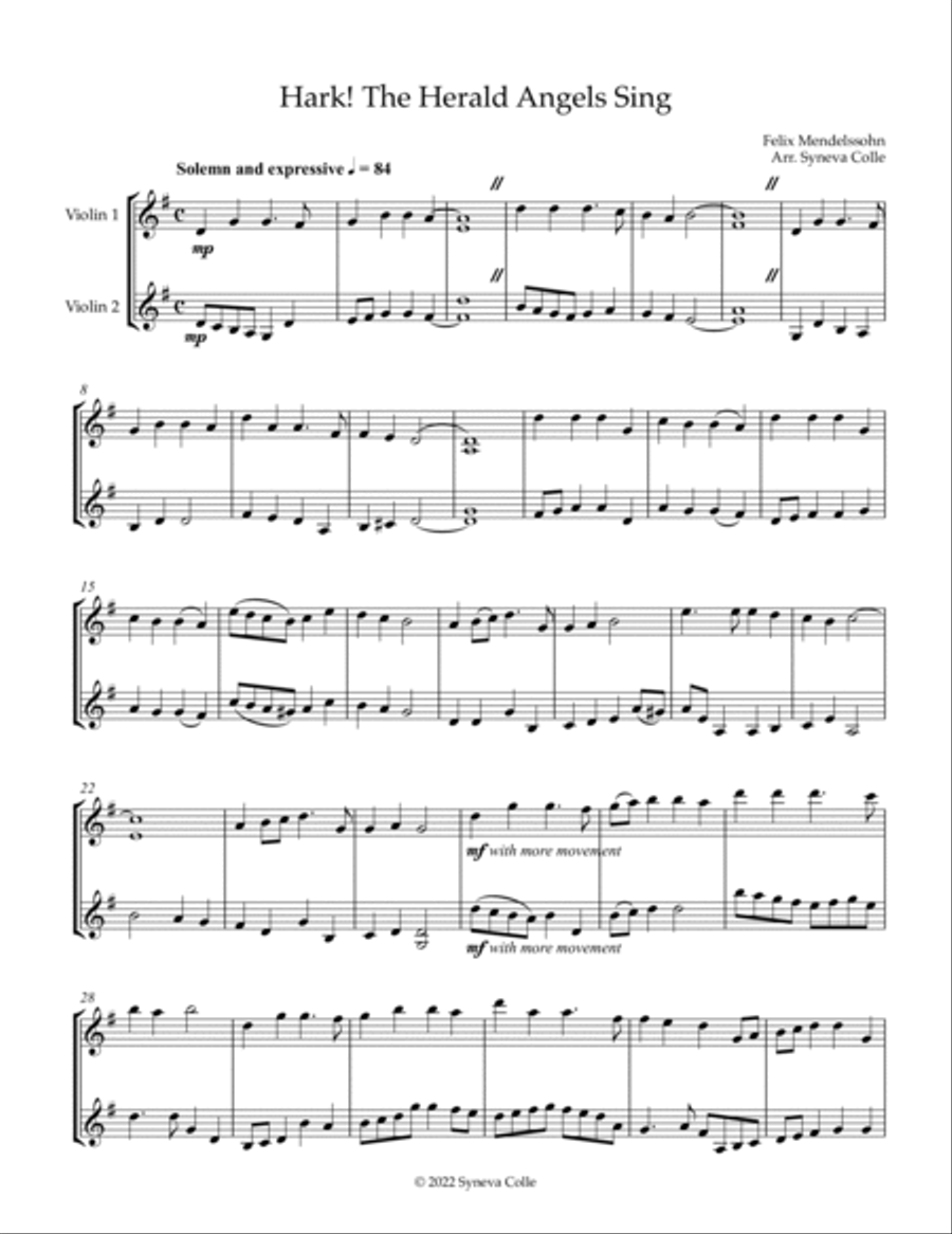 Hark! The Herald Angels Sing String Duet scores gallery preview page 2
