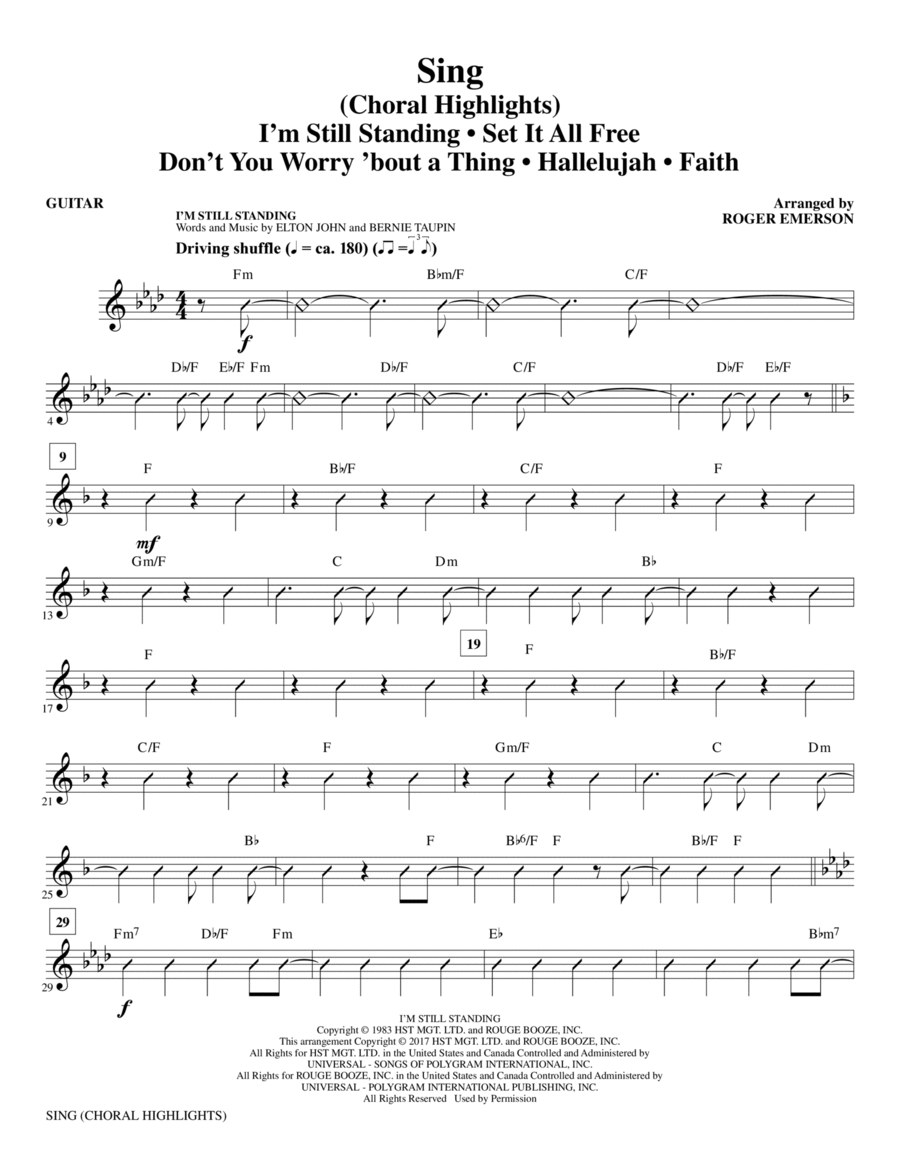 Sing (Choral Highlights) - Guitar Choir scores gallery preview page 1