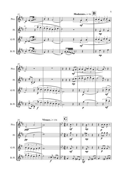 O laço se desfez - Piccolo, Flute, G Flute and Bass Flute Quartet image number null