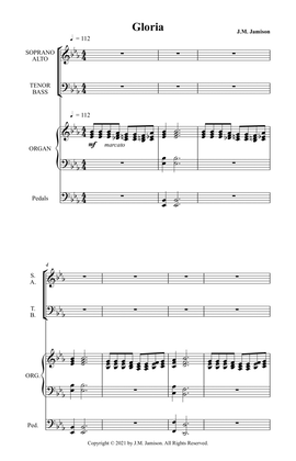 Gloria - Latin text octavo for SATB choir and organ. Brass parts available with full score.