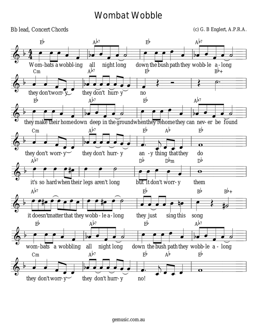 Wombat Wobble Wombat Wobble Small Ensemble scores gallery preview page 1