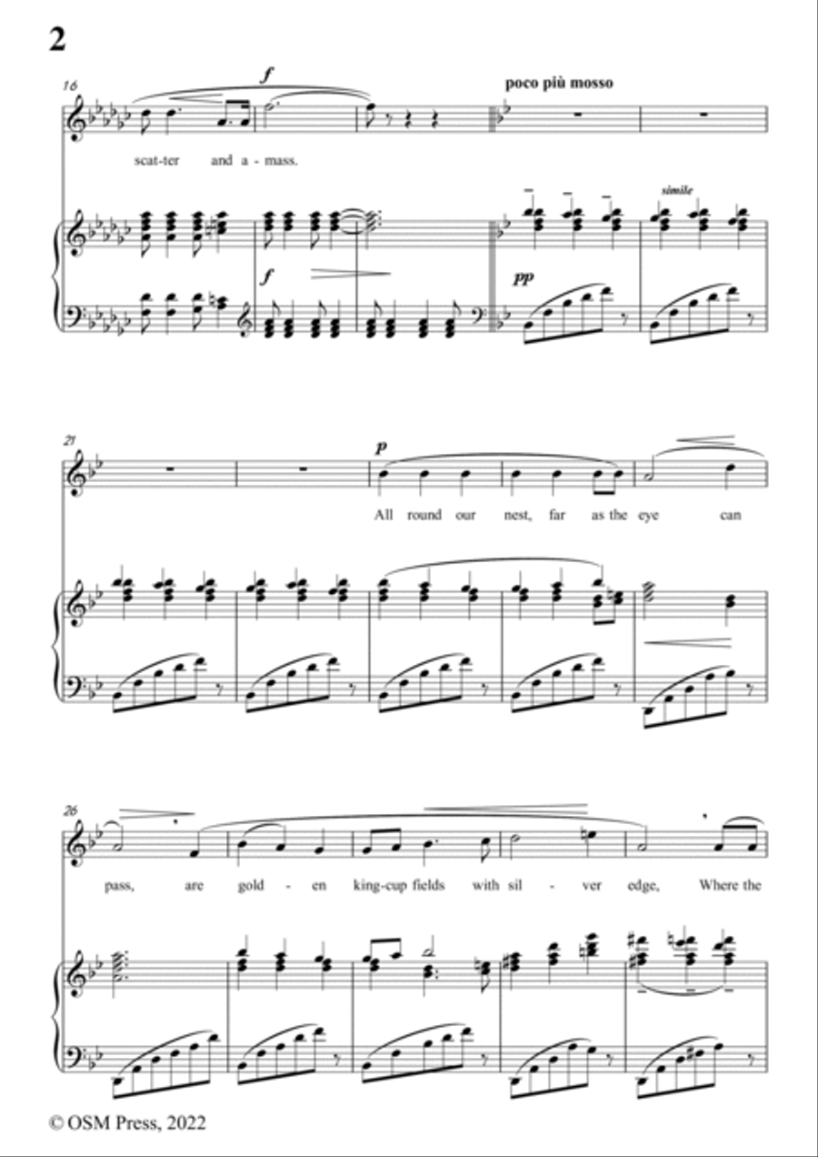 Vaughan Williams-Silent Noon,in G flat Major,for Voice and Piano Voice Solo scores gallery preview page 4