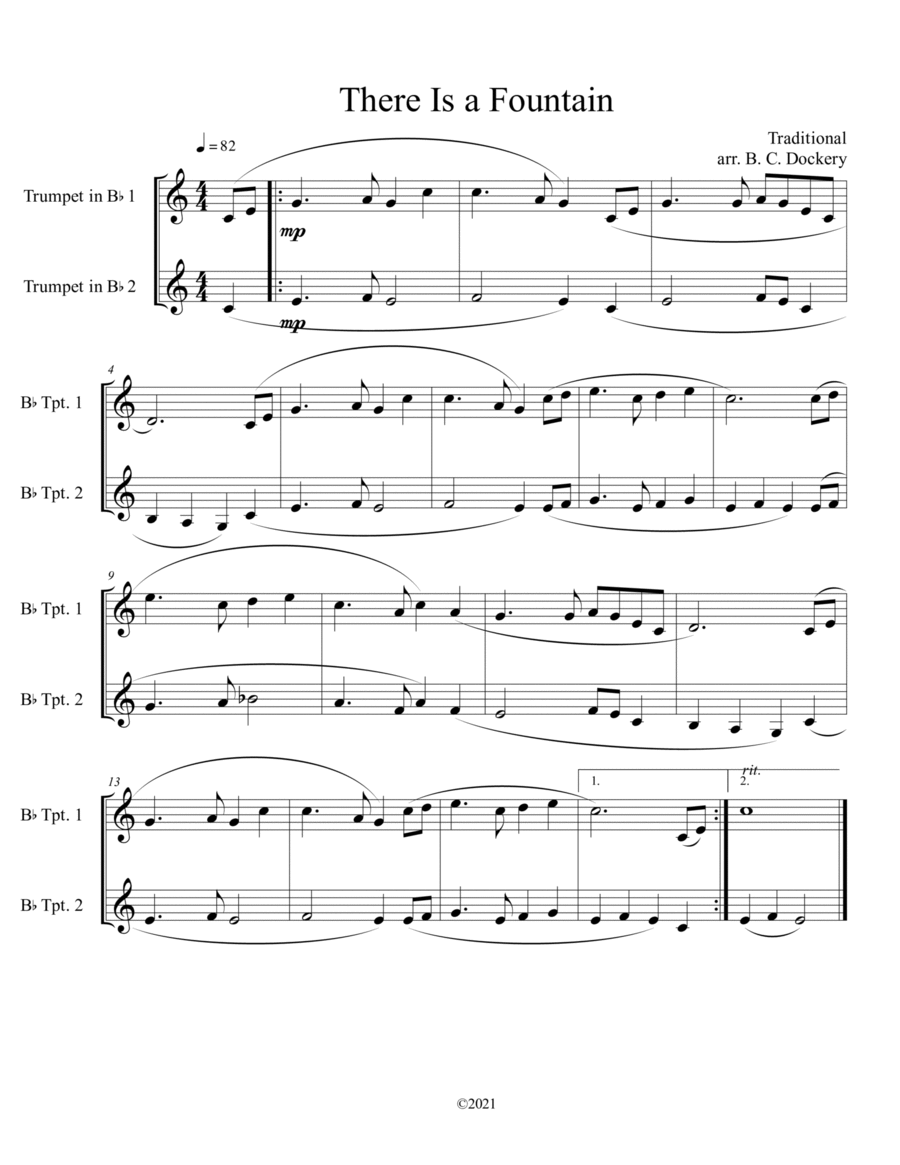 There Is a Fountain (Trumpet Duet) Trumpet Duet scores gallery preview page 1