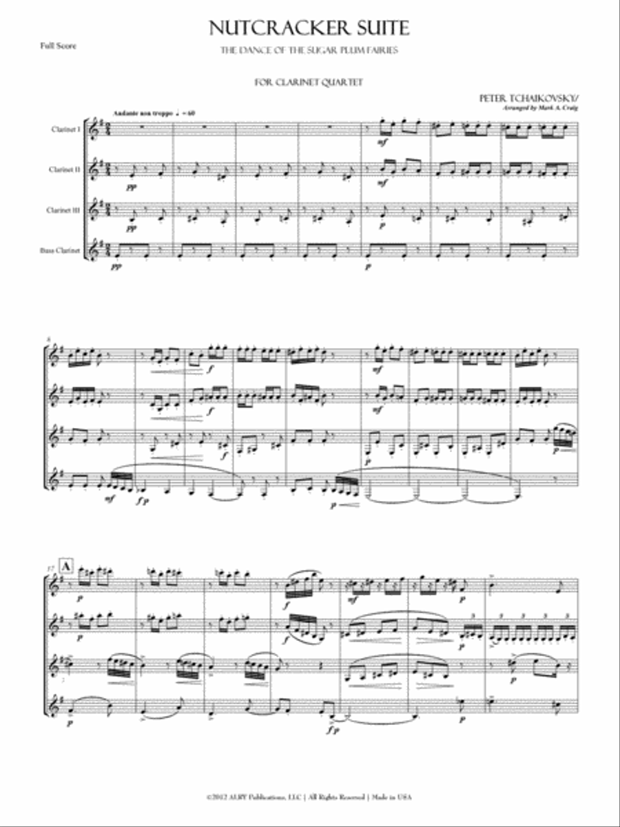 The Nutcracker Suite for Clarinet Quartet Clarinet Quartet scores gallery preview page 4