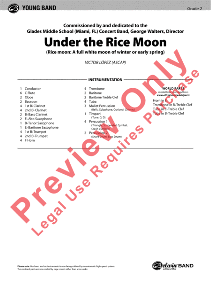 Under the Rice Moon Concert Band scores gallery preview page 2