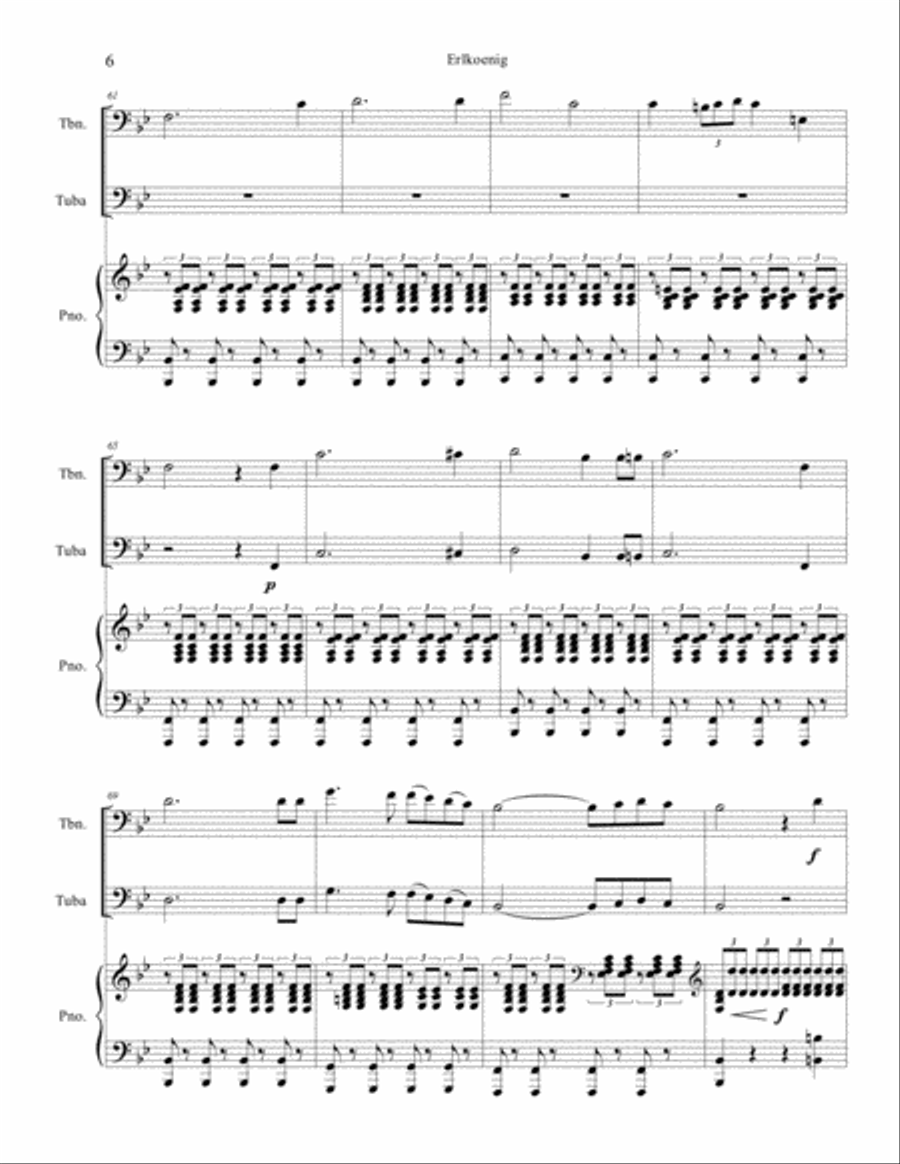 Erlkoenig for Trumbone, Tuba, Piano Brass Duet scores gallery preview page 6