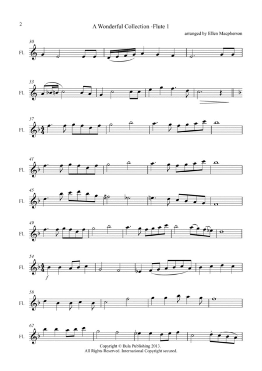 A Wonderful Collection - Loved Hymns for Flute Duet - Flute 1 part Flute Duet scores gallery preview page 2