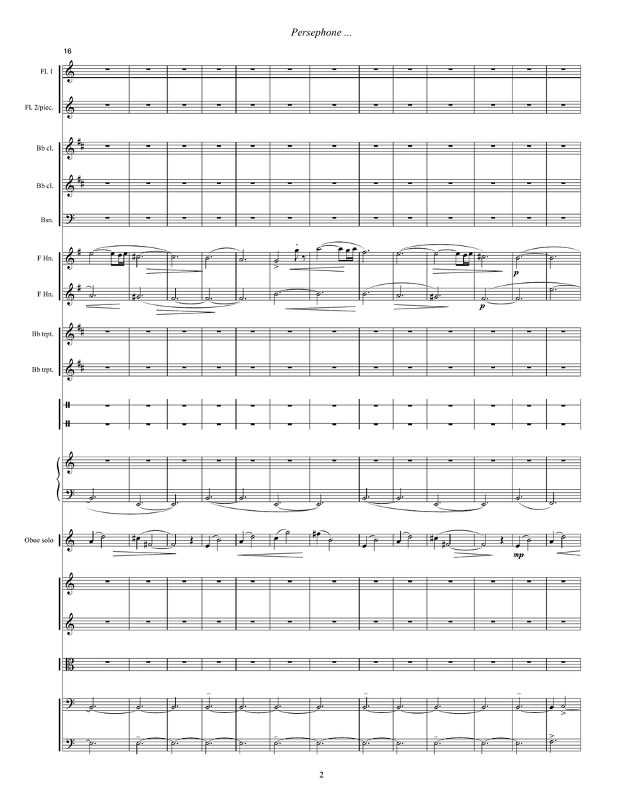 Persephone and the Four Seasons (2006, rev. 2009) for oboe solo and orchestra. - Score Only Full Orchestra scores gallery preview page 4