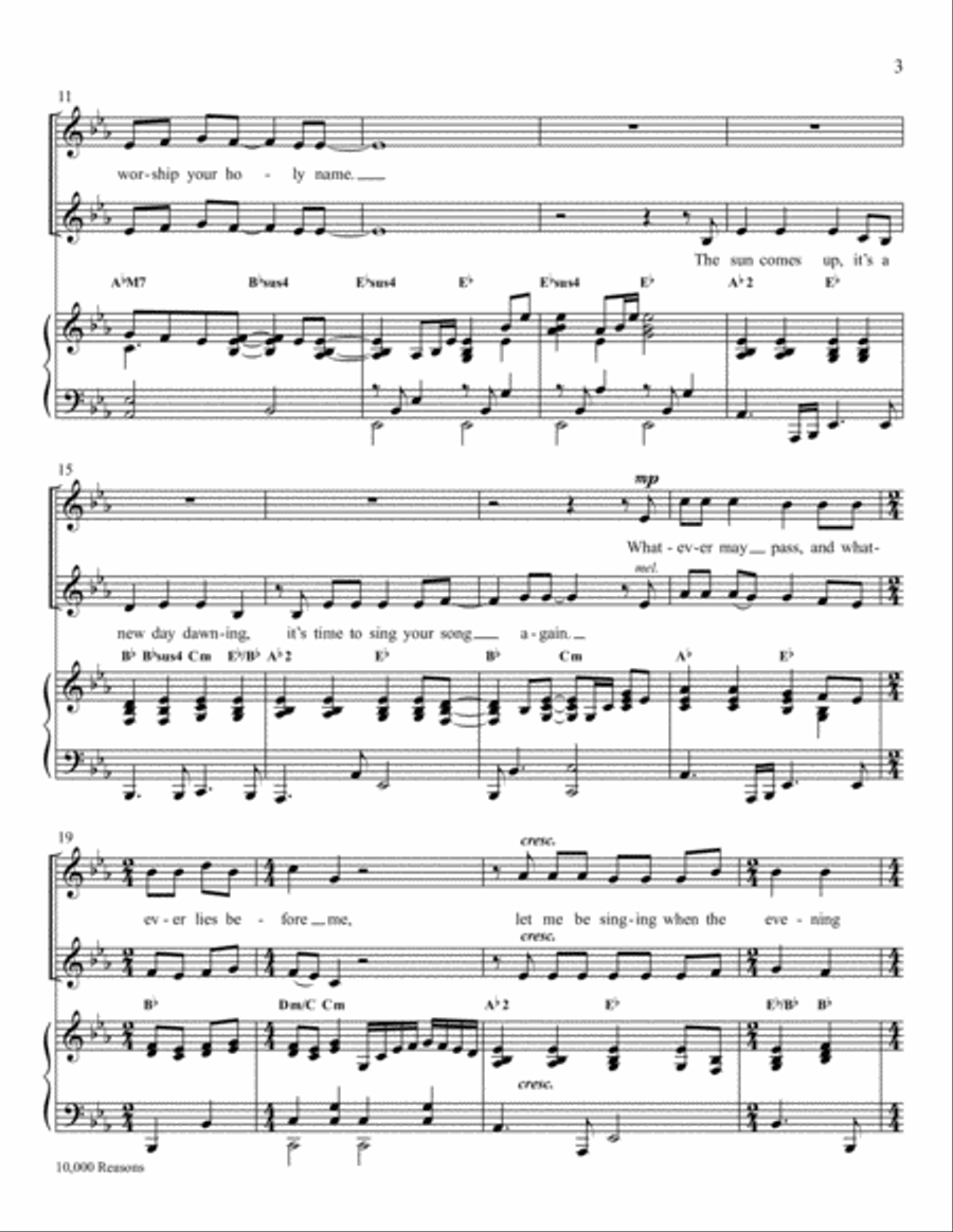 10,000 Reasons (Bless the Lord) 4-Part scores gallery preview page 3