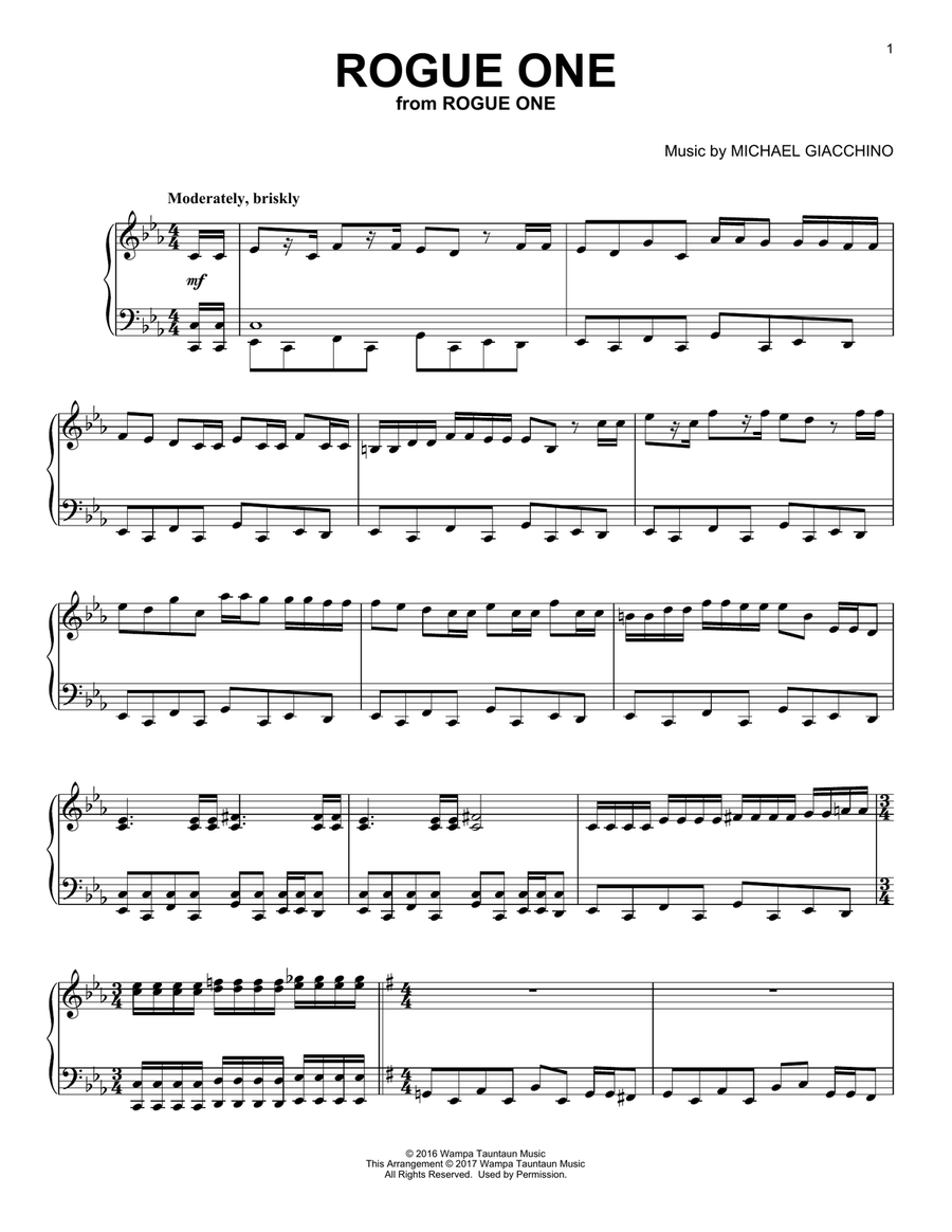 Rogue One Piano Solo scores gallery preview page 1