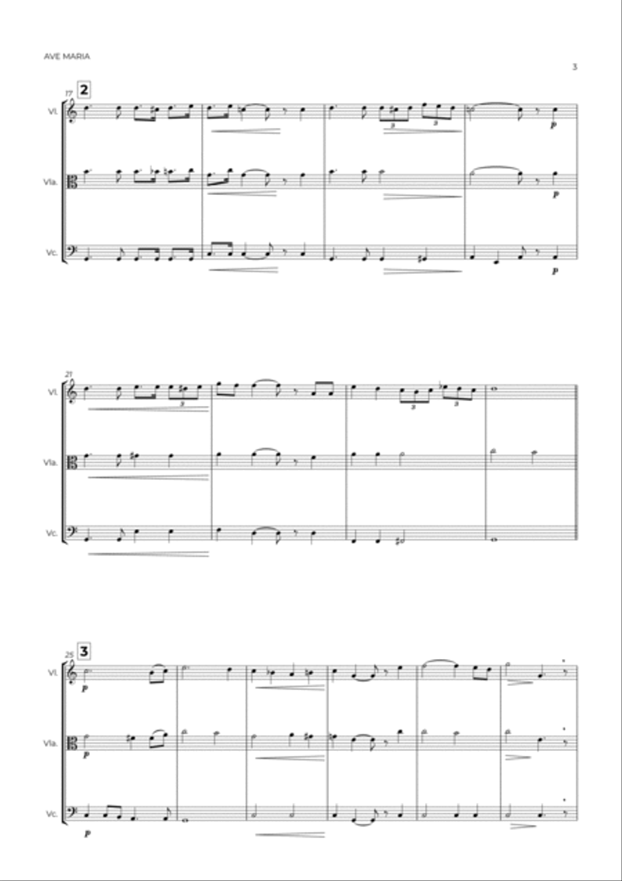 AVE MARIA - SCHUBERT - STRING TRIO (VIOLIN, VIOLA & CELLO) String Trio scores gallery preview page 3