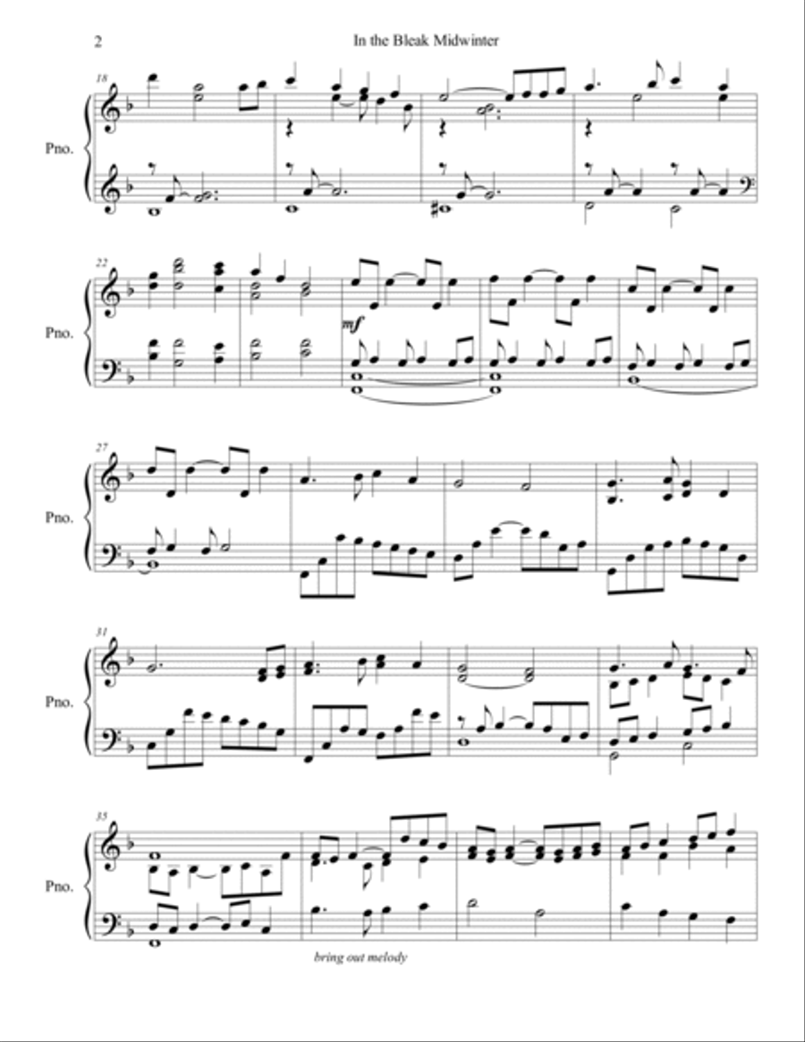 In the Bleak Midwinter (piano solo), arr. Brenda Portman Piano Solo scores gallery preview page 2