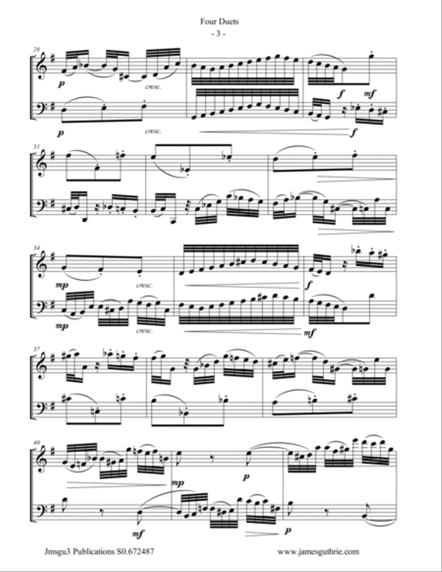 Bach: Four Duets for Flute & Cello Flute scores gallery preview page 3