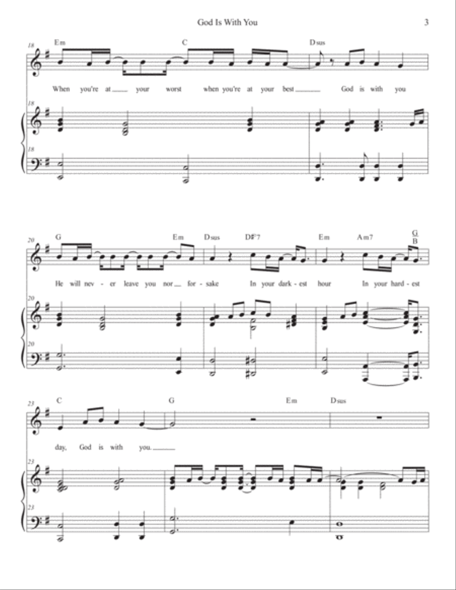 God Is With You Piano, Vocal, Guitar scores gallery preview page 3