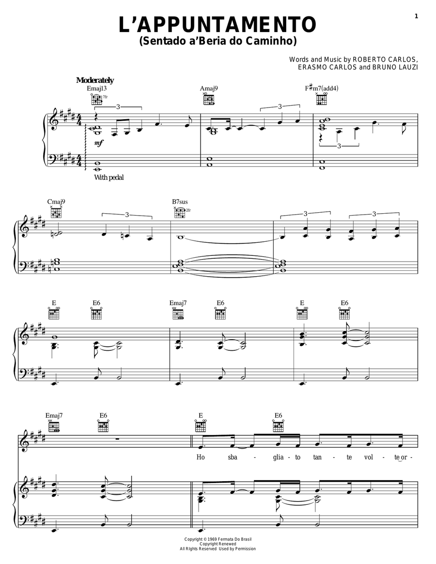 L'Appuntamento (Sentado a'Beira do Caminho) Piano, Vocal, Guitar scores gallery preview page 1
