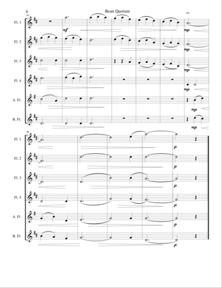 Beati Quorum Via for flute sextet or flute choir Chamber Orchestra scores gallery preview page 6