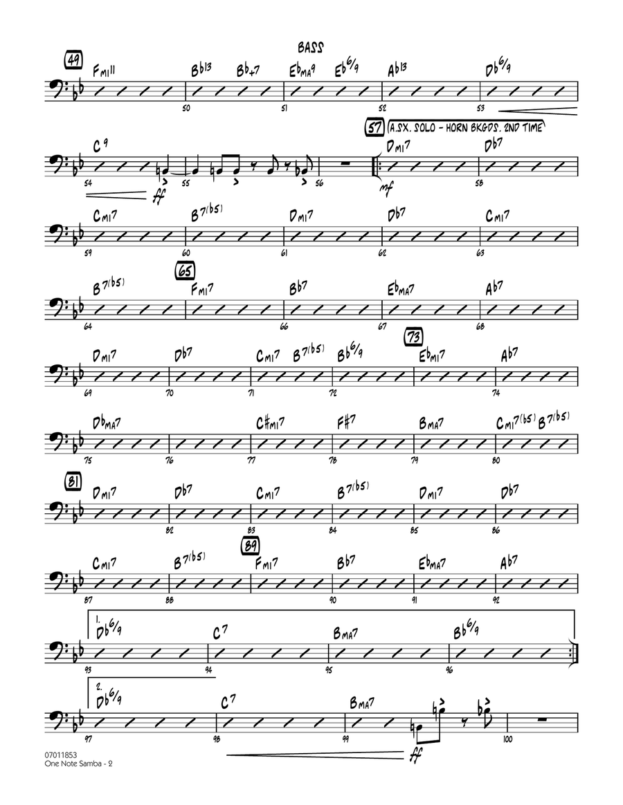 One Note Samba - Bass One Note Samba - Bass Jazz Ensemble scores gallery preview page 2