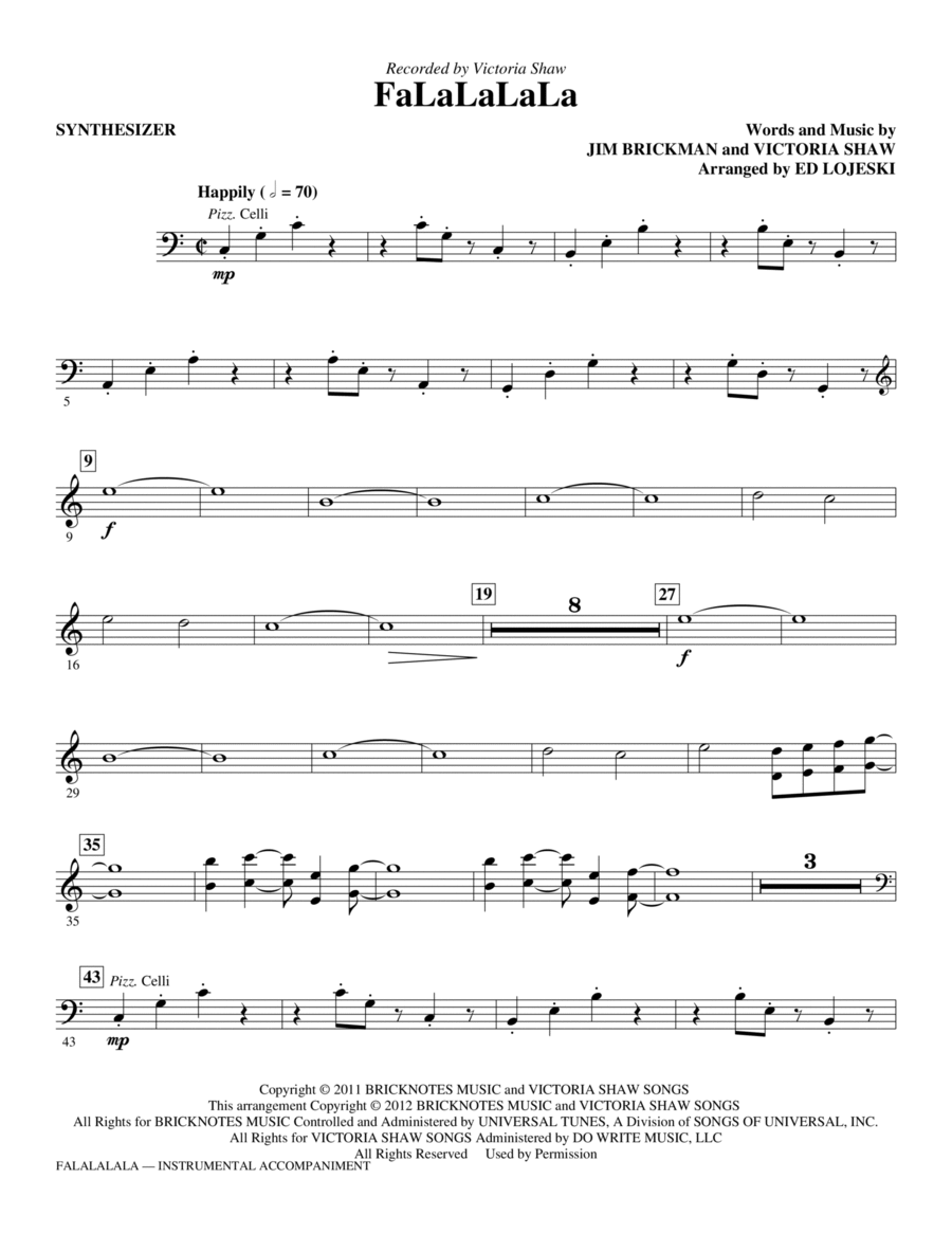 FaLaLaLaLa - Synthesizer FaLaLaLaLa - Synthesizer Choir scores gallery preview page 1