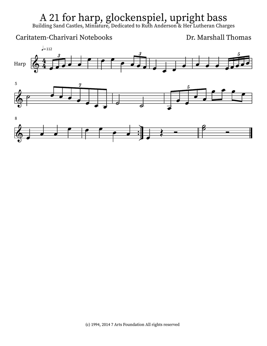 A 21 for harp, glockenspiel, upright bass Double Bass scores gallery preview page 3