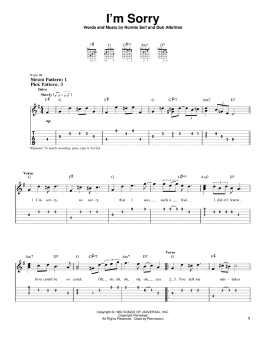 I'm Sorry Electric Guitar scores gallery preview page 1