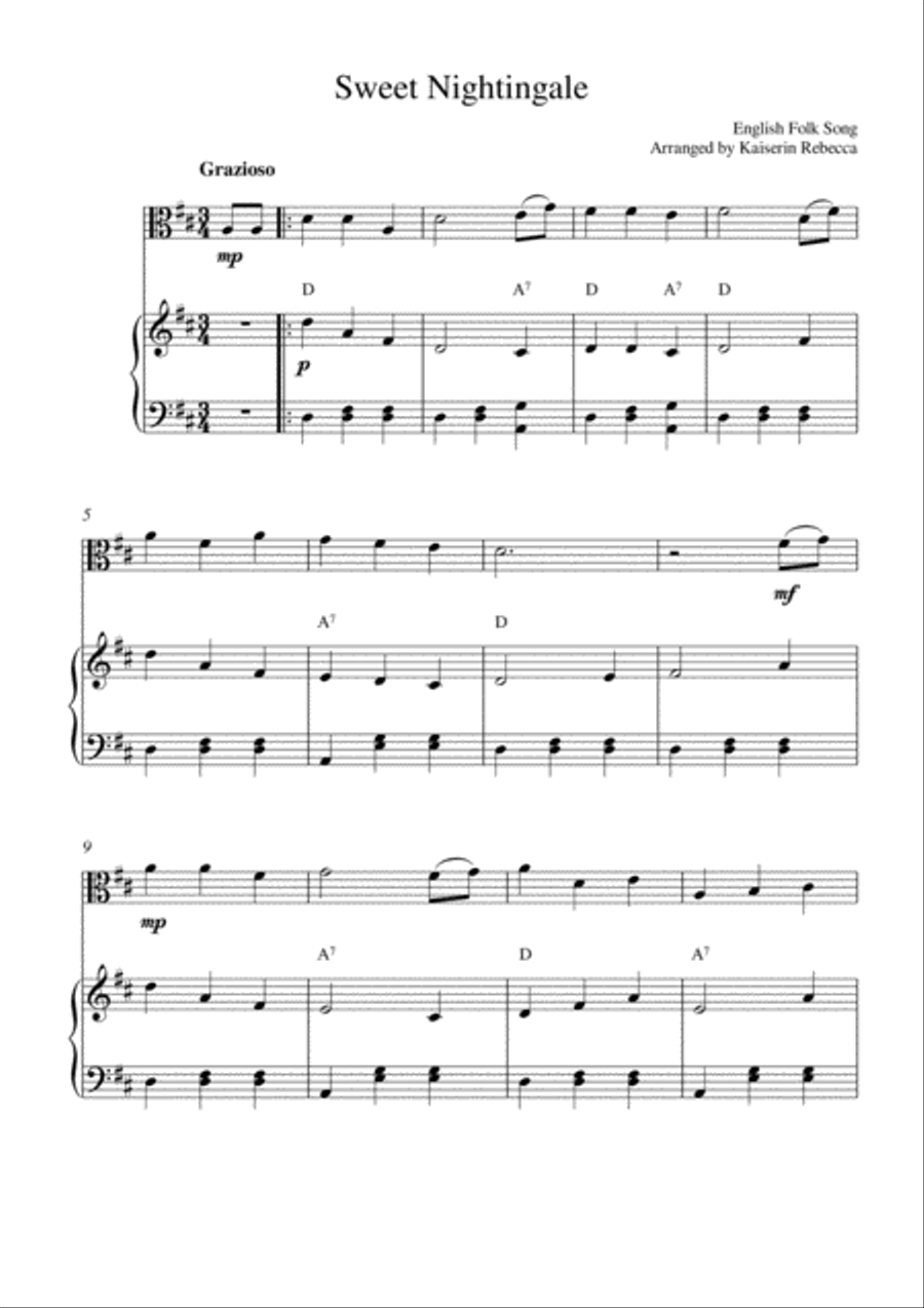 Sweet Nightingale Viola scores gallery preview page 1