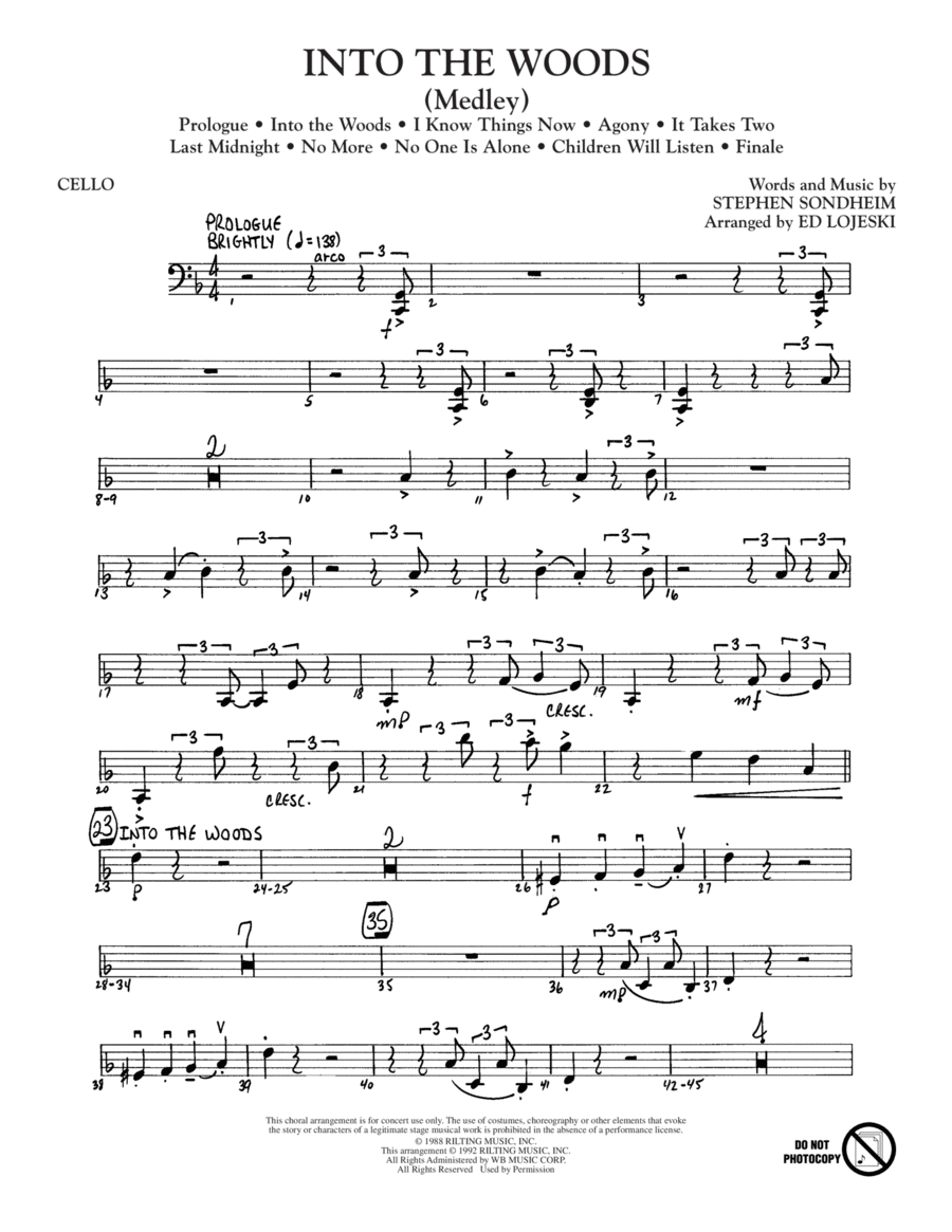 Into The Woods (Medley) - Cello Choir scores gallery preview page 1