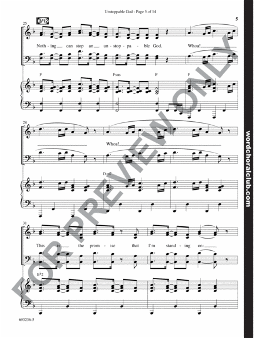Unstoppable God - Anthem 4-Part scores gallery preview page 6