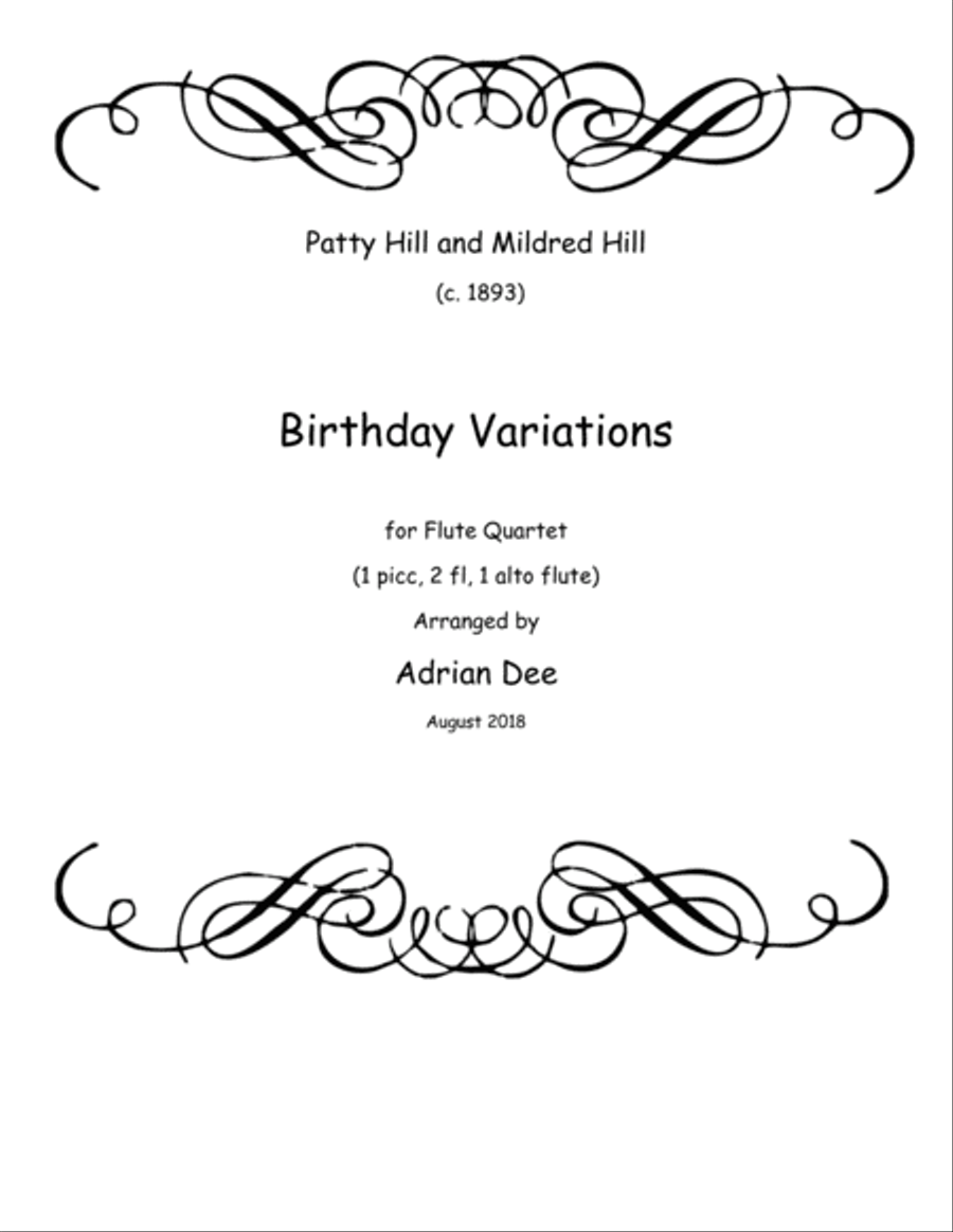 Birthday Variations (Flute Quartet) Flute Quartet scores gallery preview page 1