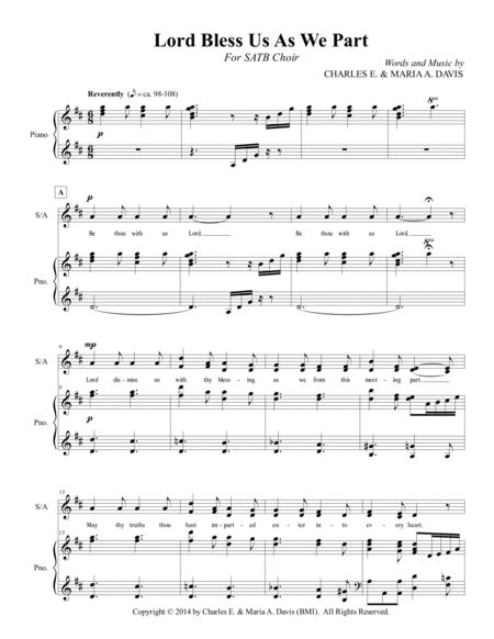Lord Bless Us As We Part - SATB Choir image number null