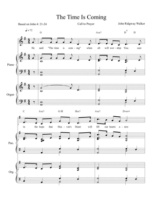 The Time is Coming (Call to Prayer)-organ & piano score