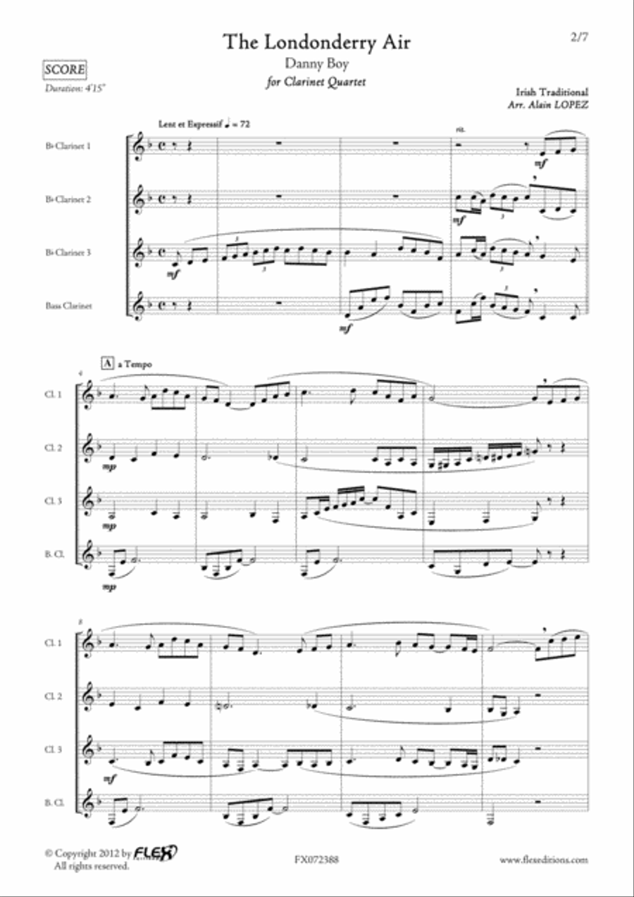 The Londonderry Air The Londonderry Air Clarinet Quartet scores gallery preview page 2