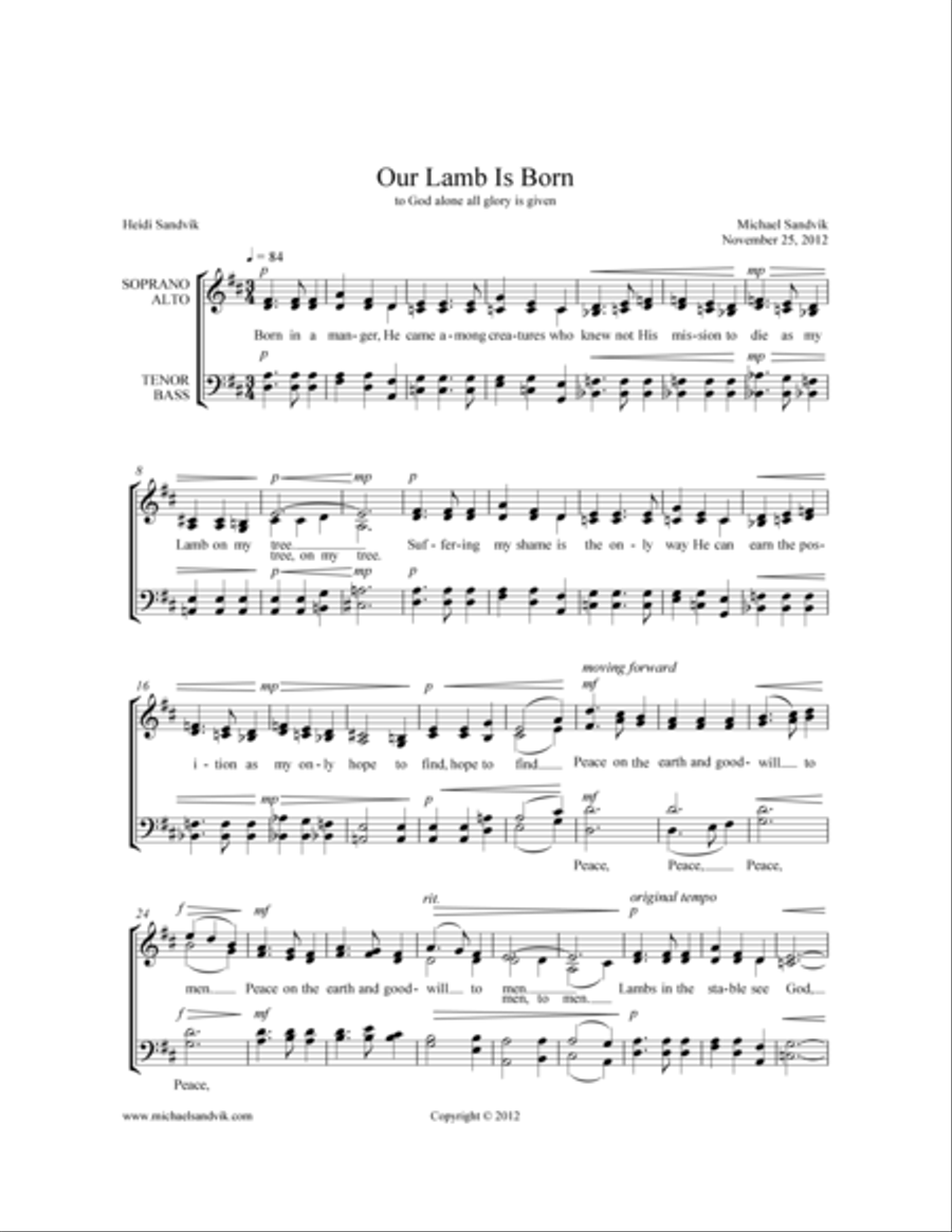 Our Lamb Is Born 4-Part scores gallery preview page 1